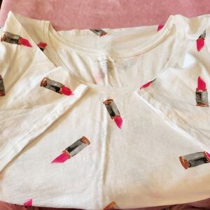 Lane Bryant  Lipstick Print Tee - White and Pink